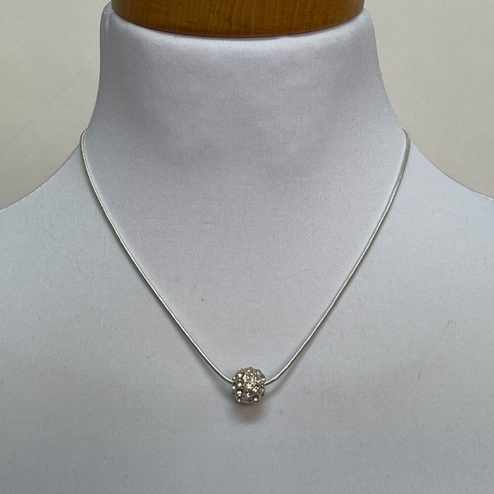 Pave Silver Tone Fashion Ball Necklace and Earrings NWOT